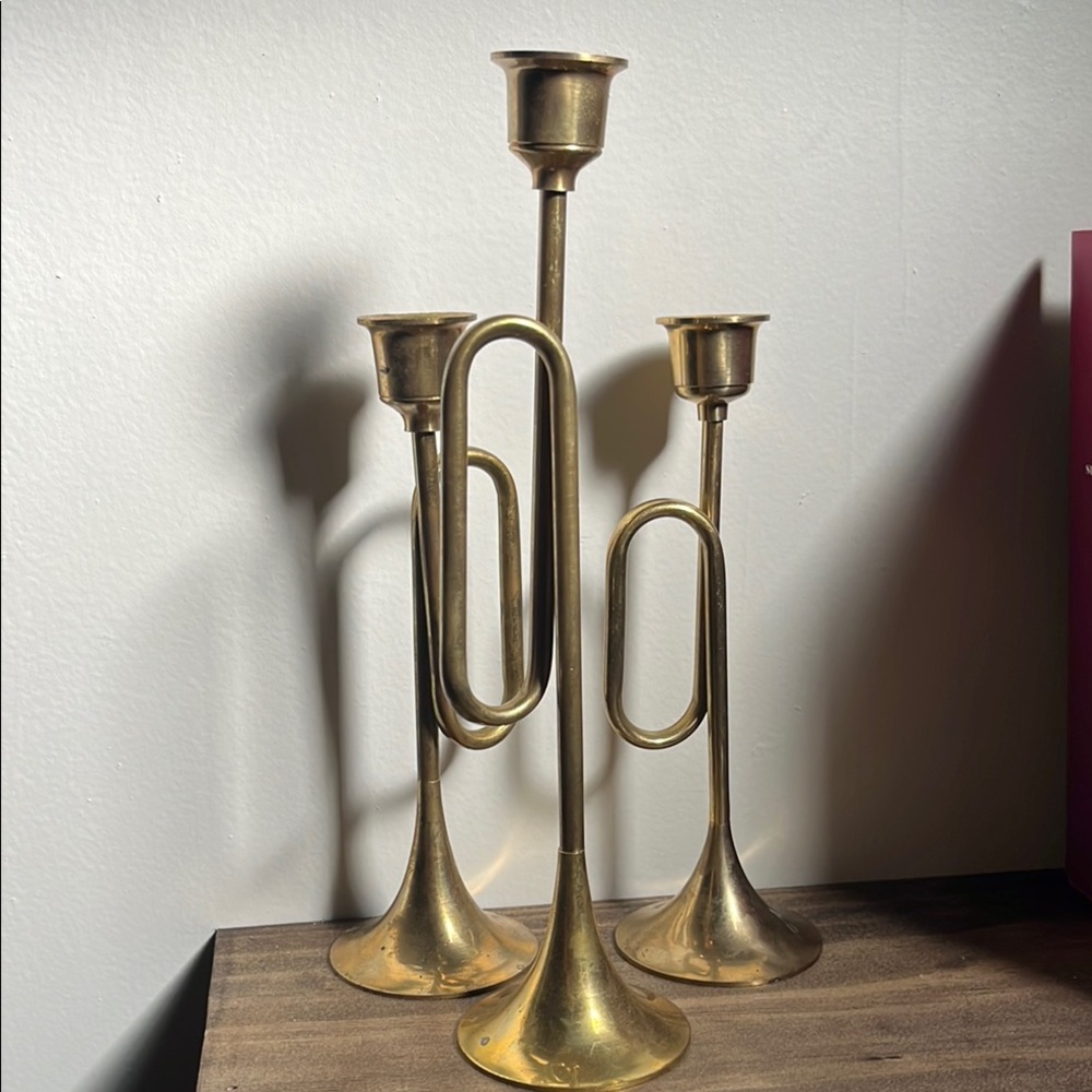 Elegant Gold Brass Candle Holders